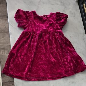 Zara Velvet Baby Dress - Fuchsia